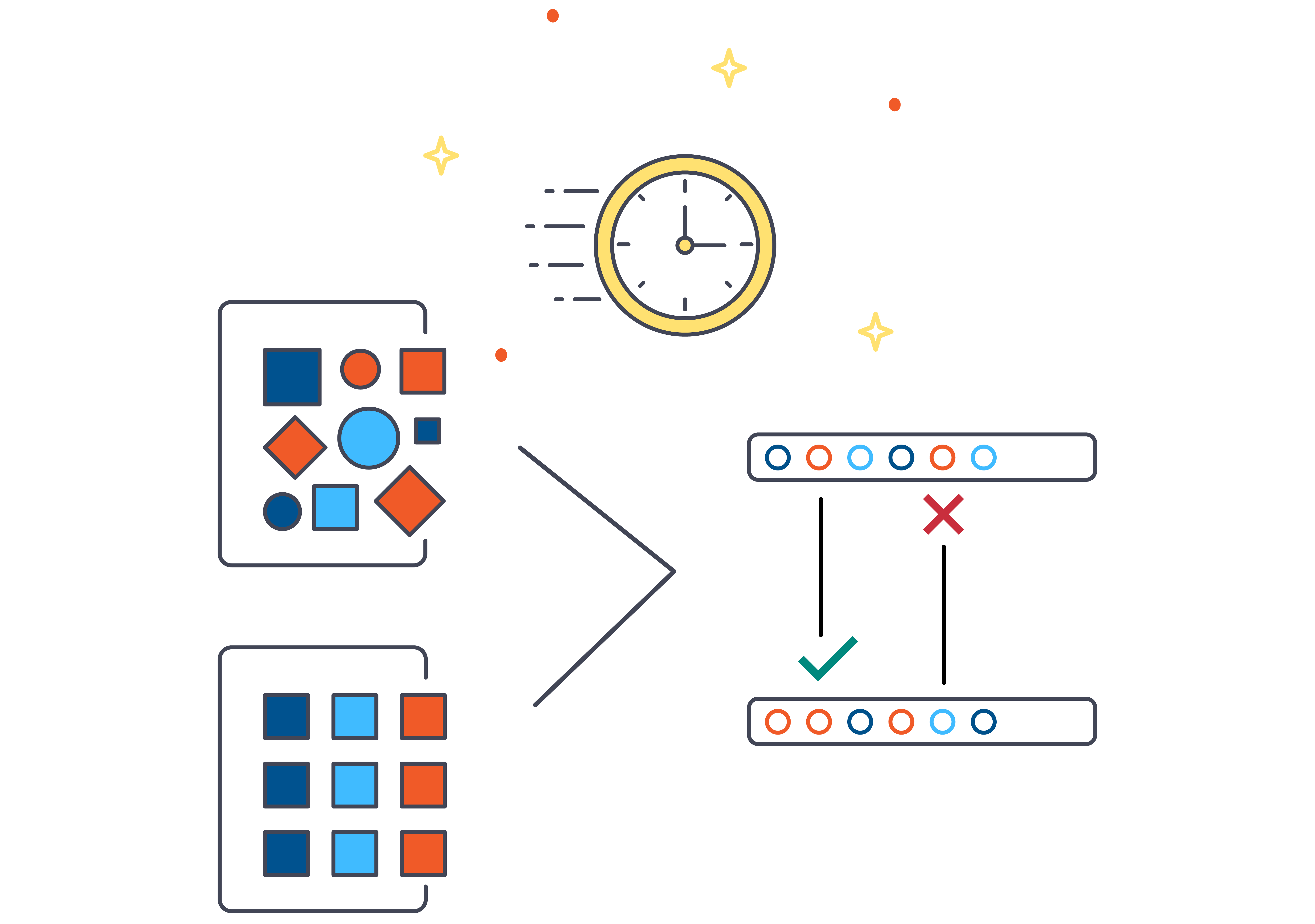 data combining and synthesizing with clock illustration