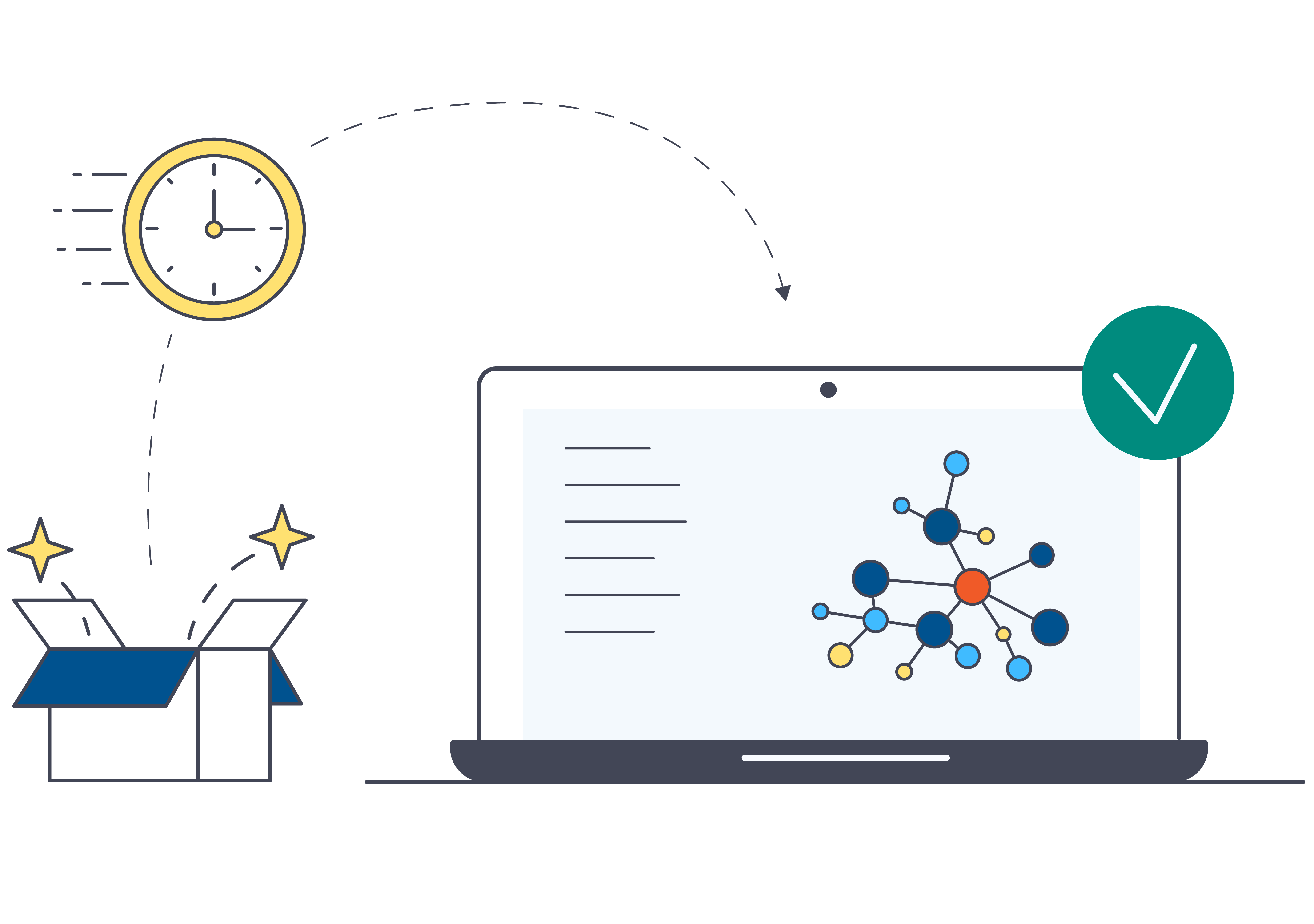 Illustration of solution coming directly out of a box