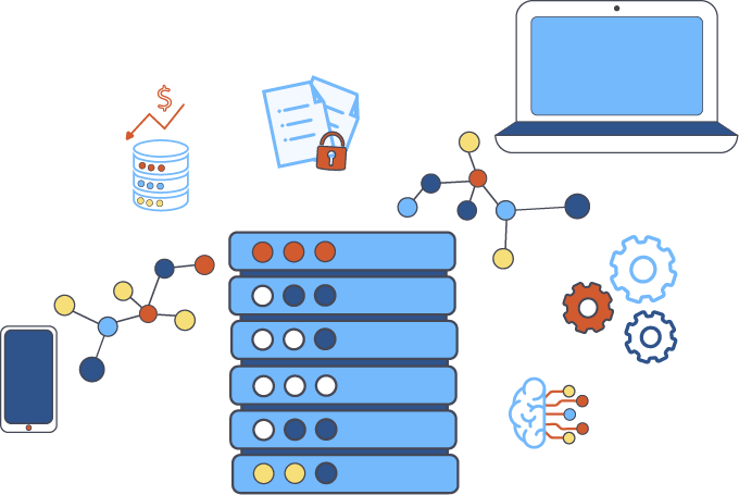 illustration depicts a graph ai server cluster with icons for on premises