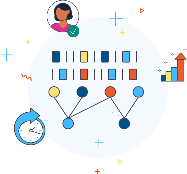 This illustration depicts graph-enhanced deep learning with a graph of nodes and edges transitioning to a vector
